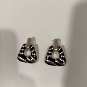 Black and Silver vintage clip on earrings